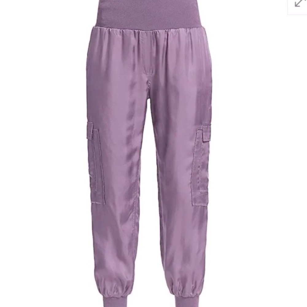 Cinq a Sept Giles Pant Satin Joggers Lilac Light Purple